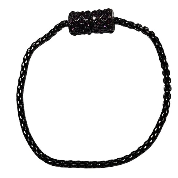 Gothic Black Chain Bracelet Purple Rhinestone Magnetic Clasp Fashion Jewelry - Picture 1 of 4